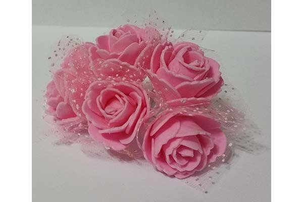 Rosa in spugna con inserti pois cm 2 pz 12 colore rosa