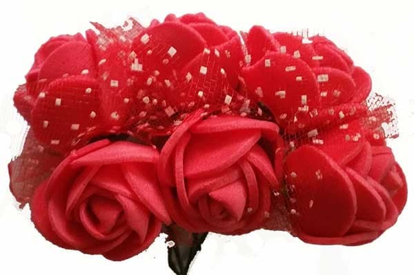 Rosa in spugna con inserti pois cm 2 pz 10 colore fucsia