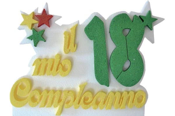 Festone Polistirolo Il Mio 18° Compleanno glitterato Oro con Stelle 33x25x5cm