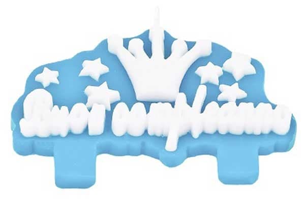 Placca Candela Buon Compleanno Celeste cm 9,5x7,5