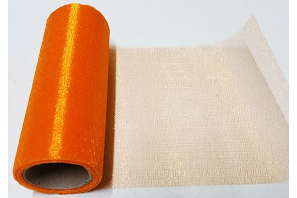 Rotolo in organza effetto lucido Arancione 14cmx8m