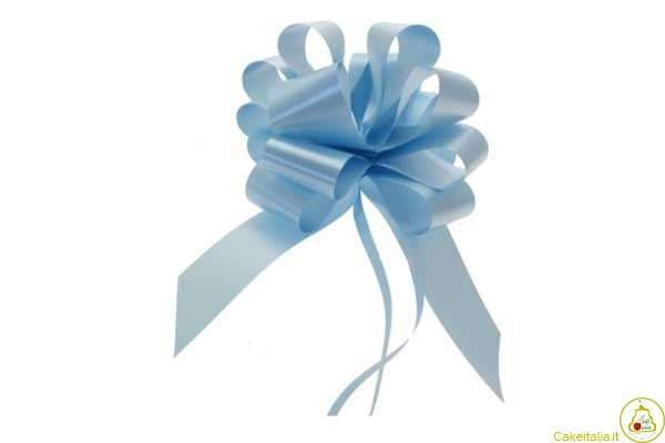 10 Coccarde autotiranti gran fiocco Azzurre 5 cm