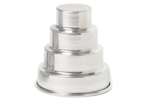 Stampo Mini Wedding Cake 4 Piani in Alluminio Ø7×H8cm – Linea Liotti | Stampo per Mini Torte
