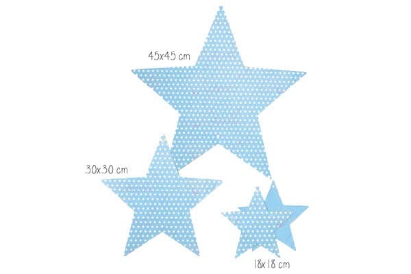 Set 3 stelle decorative colore celeste cm 18-30-45 pz 3
