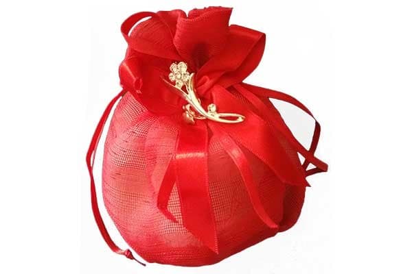 Sacchetto portaconfetti in organza laurea con decorazione fiore in zama