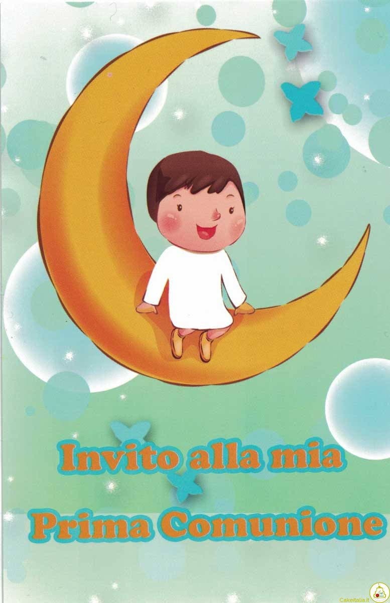 Invito per Comunione Celeste con busta Pz 10