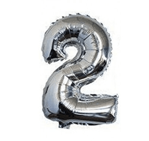 Palloncino numero due argento 40cm