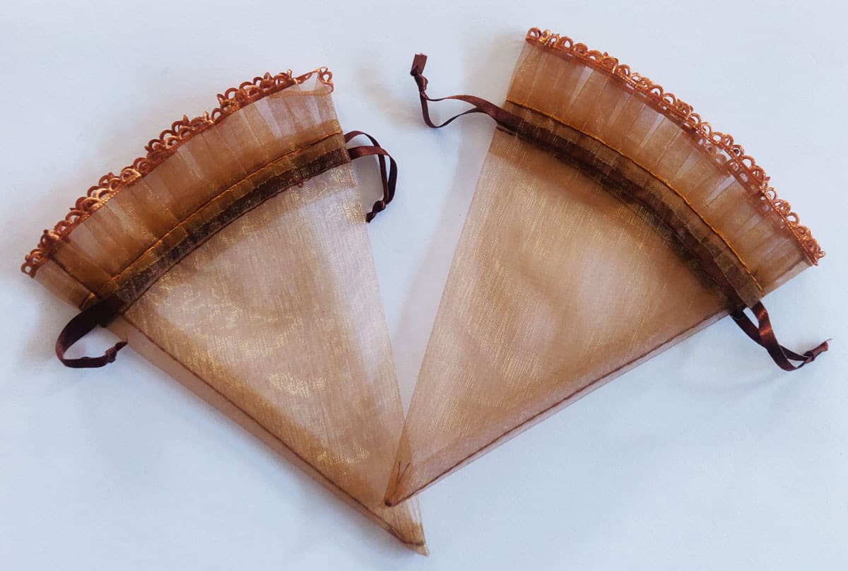 10 Coni cornucopia portaconfetti in organza marrone