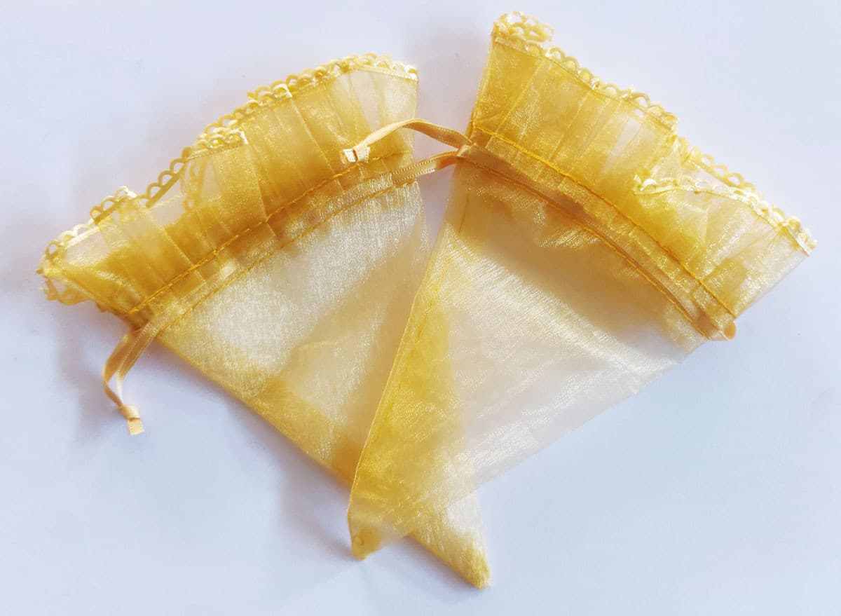 10 Coni cornucopia portaconfetti in organza oro