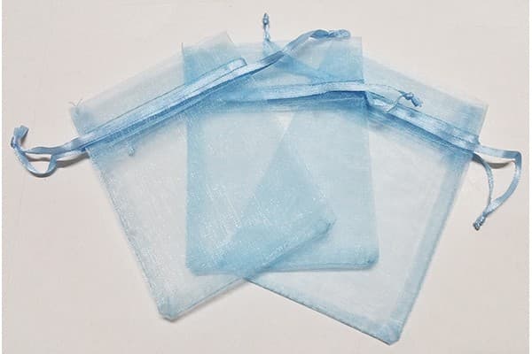 10 Sacchetti Celesti in organza per confetti cm 15x11