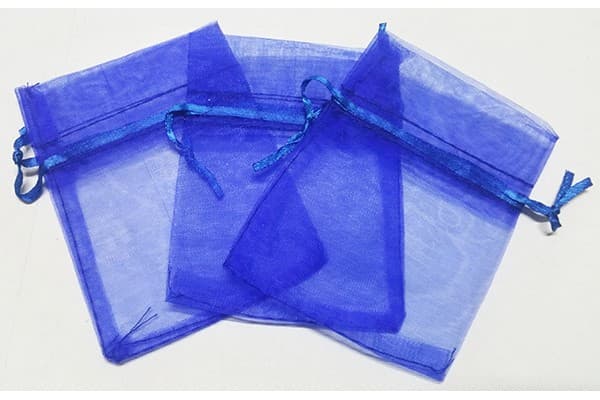 10 Sacchetti Blu in organza per confetti cm 15x11