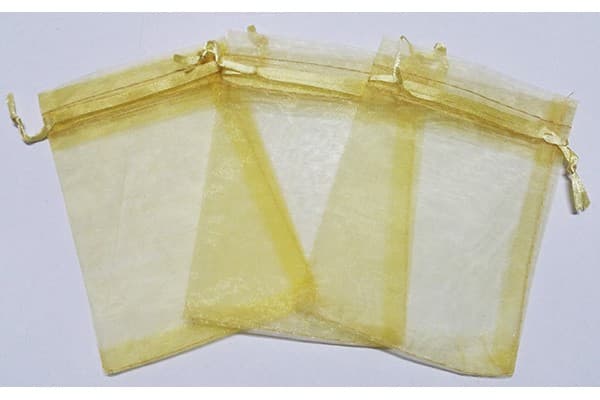 10 Sacchetti Oro in organza per confetti cm 15x11