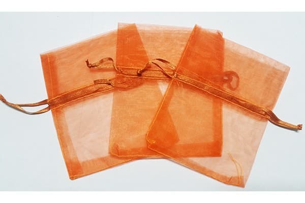 10 Sacchetti Arancioni in organza per confetti cm 15x11