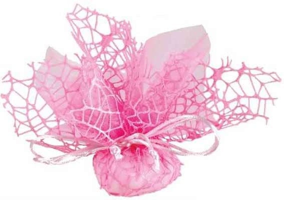 Sacchetto con tirante composto da polycotton e velo di fata, misura cm. 24x24 colore rosa pz 10