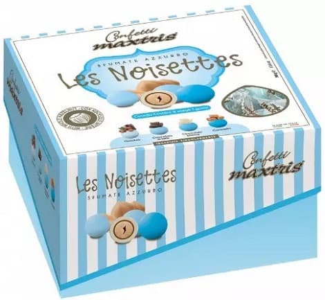Dolce Arrivo Les Noisettes Sfumate Azzurro in vassoio da 500 g confetti azzurri sfumati Maxtris
