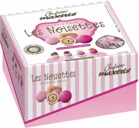 Dolce Arrivo Les Noisettes Sfumate Rosa in vassoio da 500 g confetti rosa sfumati Maxtris