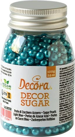 Perle di Zucchero Azzurre Metallizzato 5mm Decora (100g) | Decorazioni Lucide per Torte e Cake Design