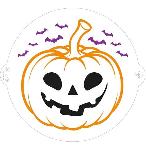Stencil Halloween Decora (25cm) – Zucca con Pipistrelli in Plastica per Decorazioni Torta