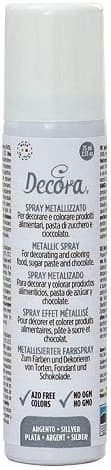 Decora Spray Metallizzato Argento (75/150ml) – Colorante Alimentare per Pasta di Zucchero, Pasta di Gomma e Cioccolato