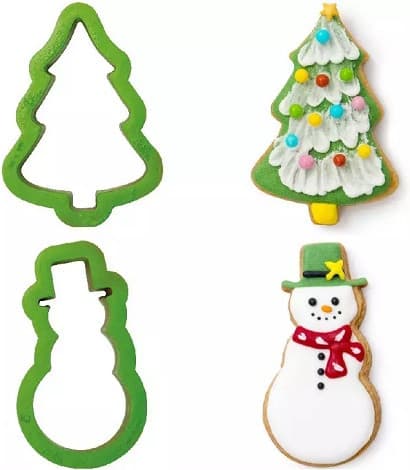 Tagliabiscotti Natalizi 'Albero di Natale e Pupazzo di Neve' Decora | Set 2 Cutter in Plastica per Biscotti e Pasta di Zucchero