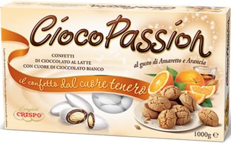 Ciocopassion amaretto e arancia Crispo confetti bianchi 1 Kg