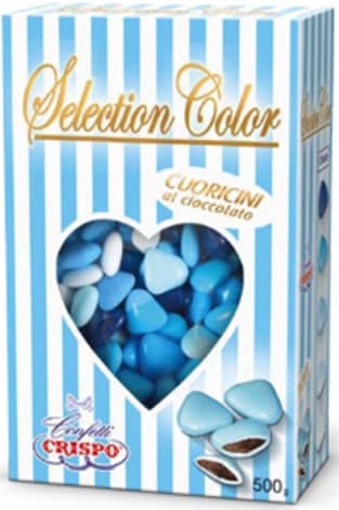 Selection color cuoricini mignon celeste Crispo 500 g confetti celesti sfumati