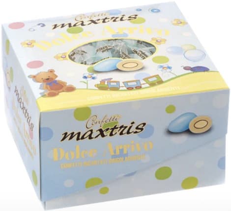 Vassoio Dolce Arrivo Celeste confetti celesti Maxtris incartati da 500 g