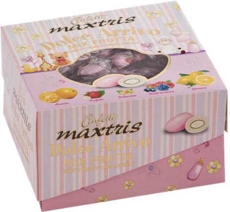 Vassoio Mix Frutta Rosa confetti rosa Maxtris incartati da 500 g