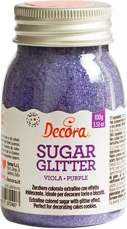 Zucchero Glitterato Viola Decora (100g) – Cristalli, Extra-Fini, Brillanti per Torte, Biscotti e Cupcake