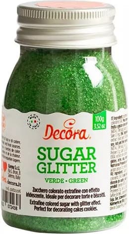 Zucchero Glitterato Verde Decora (100g) – Cristalli, Extra-Fini, Brillanti per Torte, Biscotti e Cupcake