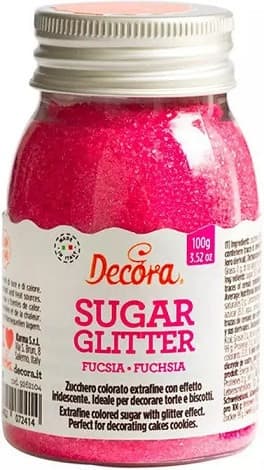 Zucchero Glitterato Fucsia Decora (100g) – Cristalli, Extra-Fini, Brillanti per Torte, Biscotti e Cupcake