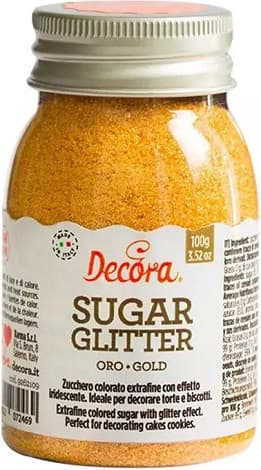 Zucchero Glitterato Oro Decora (100g) – Cristalli, Extra-Fini, Brillanti per Torte, Biscotti e Cupcake
