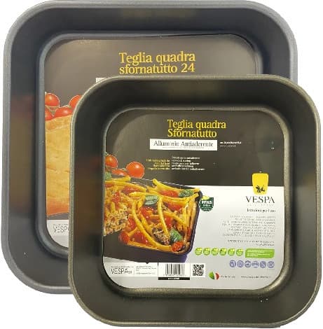 Teglia Sfornatutto Quadrata Vespa (20×20/25×25cm) – Alluminio Antiaderente H5,4cm | Per Forno e Air Fryer