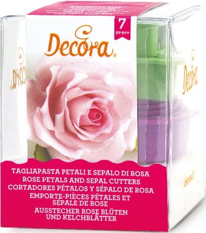 Tagliapasta Rosa con Sepalo Decora – Set 7 Cutter in Plastica per Realizzare Rose
