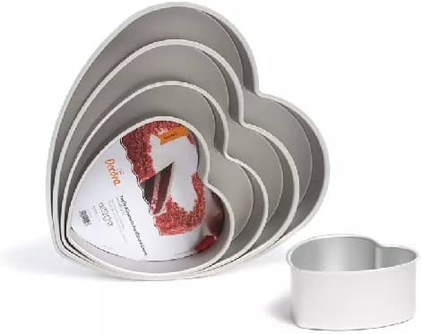 Teglie Cuore con Bordi Dritti Decora (Ø15/35cm) – Alluminio Anodizzato (H7,5cm)