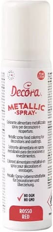 Decora Spray Metallizzato Rosso 75ml – Colorante Alimentare per Pasta di Zucchero, Pasta di Gomma e Cioccolato