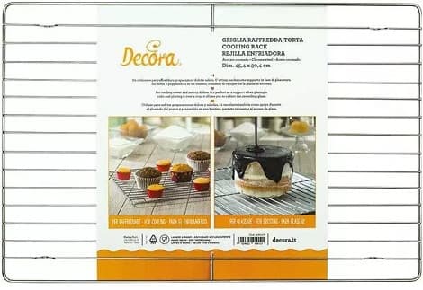 Griglia Raffredda Torta Rettangolare a Trama Larga Decora (45,4×30,4cm) – Supporto per Glassatura in Metallo Antiaderente