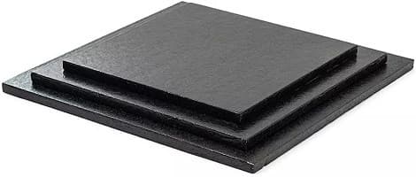 Sottotorta Rigido Quadrato Nero Decora – 25/30/36cm, Spessore 1,2cm