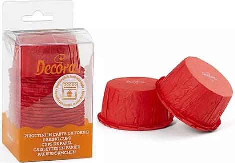 Pirottini Muffin Rossi in Carta Increspata Ø55×H35mm – Decora (25 Pz)