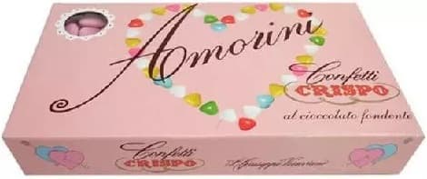 Amorini rosa Crispo 1 Kg confetti rosa a forma di cuori di cioccolato fondente
