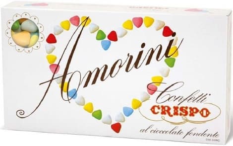 Amorini assortiti Crispo 1Kg confetti colorati a forma di cuori al cioccolato fondente