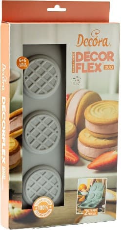 Duo Tondo Decora (2 Pz) – Stampo in Silicone con Tappeto Decorativo Accoppiato (Ø6,6×H2,3cm)