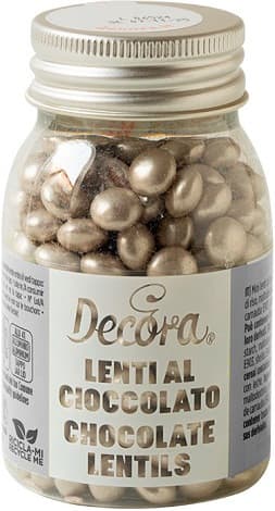 Mini Lenti al Cioccolato al Latte Argento Ø1cm Decora (80g) – Decorazioni per Torte e Confettate