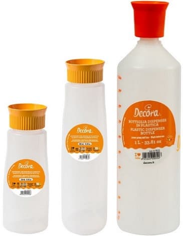 Dosatore Annaffiatore per Bagna Torte con Tappo Doccia Bucherellato Decora (250/500ml, 1L) – Bottiglia in Plastica Alimentare