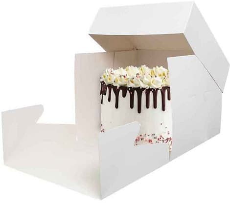 Scatola Quadrata per Torte Alte con Coperchio Decora (H15/50cm) | In Cartoncino Bianco (26,5/50,5cm)