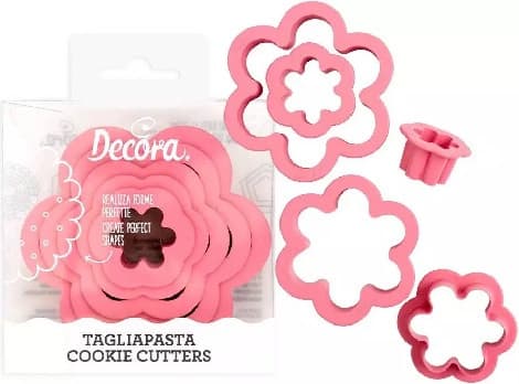 Set 6 Cutter Tagliabiscotti fiore in plastica da 1,5 cm a 8 cm di Decora
