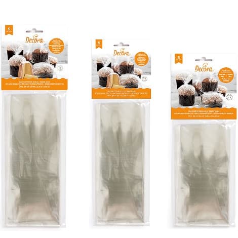Sacchetti Trasparenti per Dolci e Lievitati Decora – Set 5 Buste Cast per Panettoni, Pandori e Colombe (25×34/32×44/40×48cm)