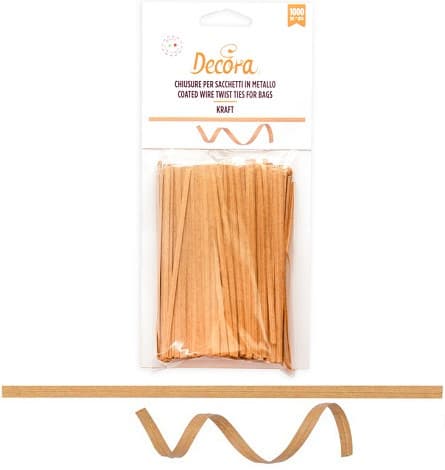 Chiusure per Sacchetti in Metallo Kraft Decora - 1000 Laccetti da 12 cm, Resistenti e Riutilizzabili