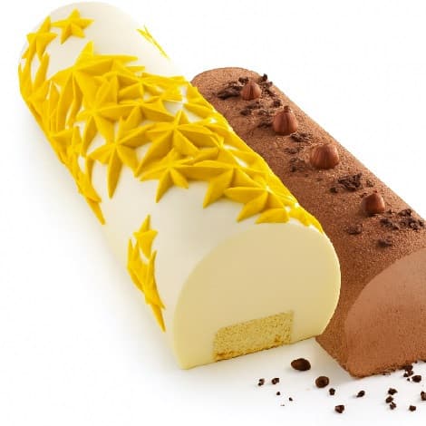 Starlight Buche Silikomart – Kit Stampo con Supporto per Tronchetto Semifreddo Liscio o Stelle, 8,25×H6,7 cm