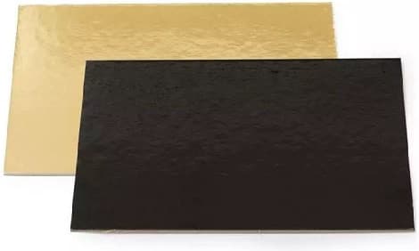 Sottotorta Rettangolare Sottile Oro/Nero Decora (20×30cm) – Base a Doppia Faccia di Spessore 0,3cm